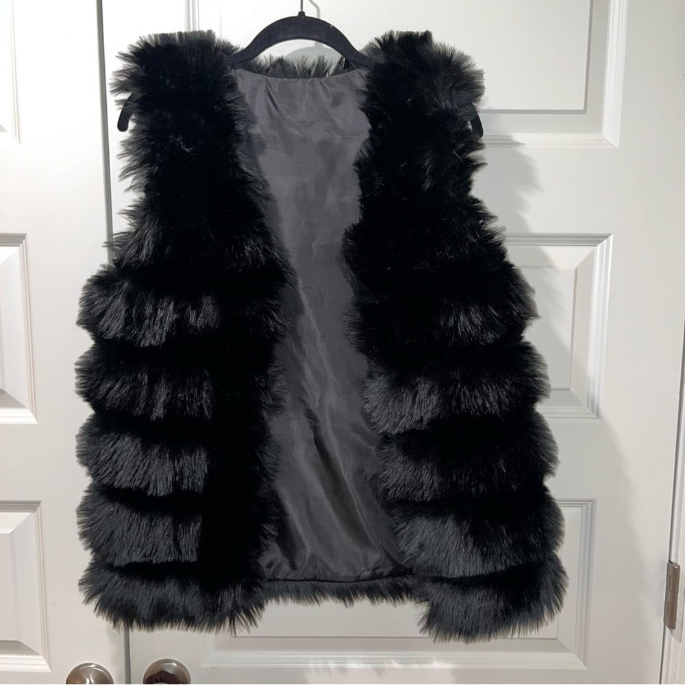 Vintage black faux fur vest. Oversized. Never been worn